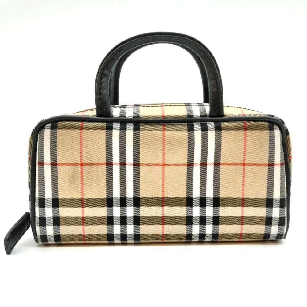 Burberry handbag, pouch, sub-bag, Nova Check pattern, beige canvas and leathe...